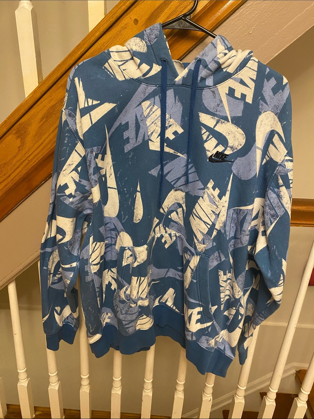NIKE (Men’s) Logo Pullover Hoodie ~ Blue/White, Size: XL (Used Great Condition)